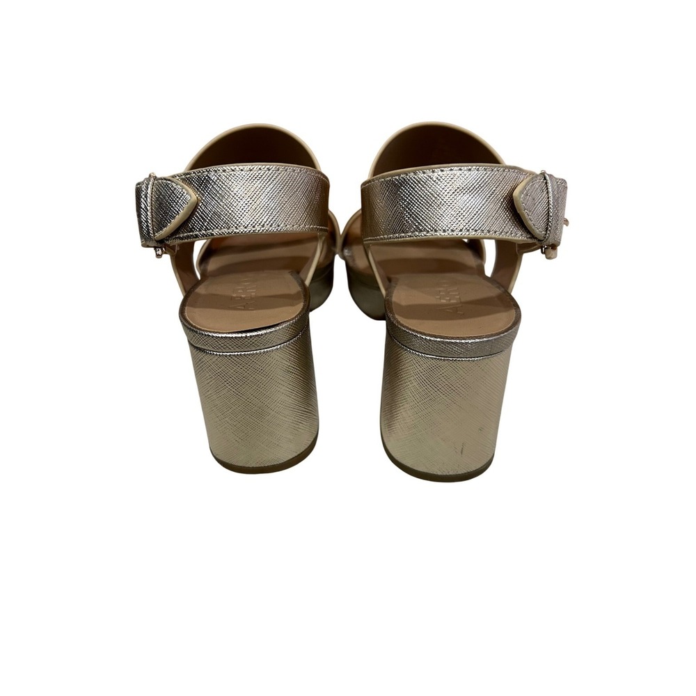 Aerosoles Gold Metallic Platform Sandals Block Heel Slingback Buckle Womens 7 - Picture 3 of 6